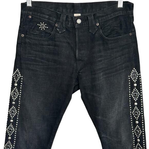 RRL Double RL Studded Selvedge Western Slim‎ Fit Jeans Mens 31X29 Biker Rock Y2k - Picture 9 of 16